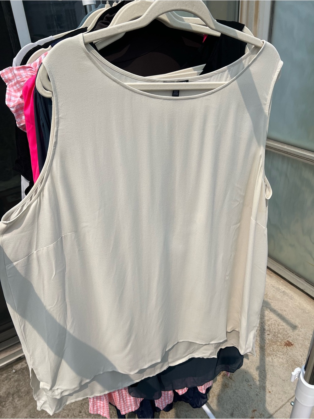 Eileen Fisher Cream Sleeveless Silk-Blend Tank